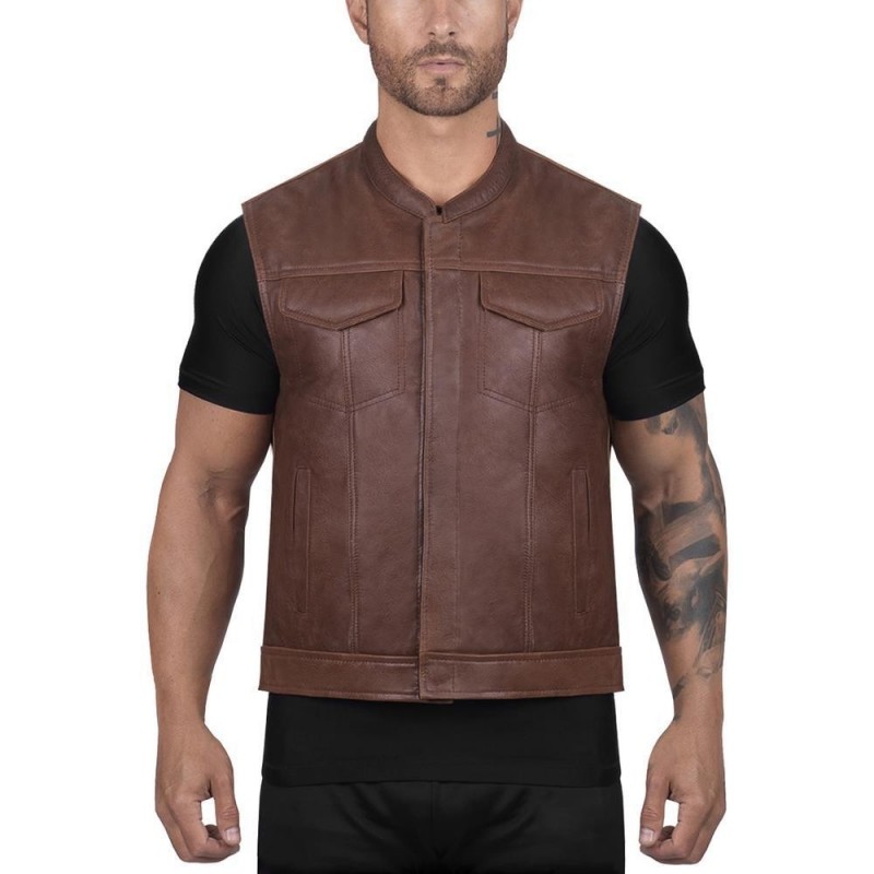 gilet zippé marron homme